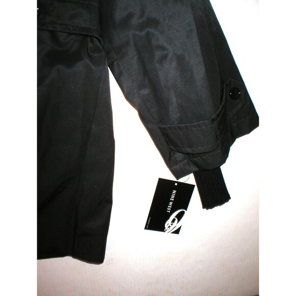 New NWT Nine West Black Womens Small Jacket Knit Cuffs Removable Hood S Buttons - Picture 4 of 12